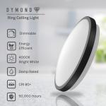 LED Flush Mount Ceiling Light 10 in. Matte Black Round Dimmable 4000K Daylight