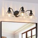 24" Vanity Light Vintage Sconce Bathroom Mirror Black 3 Lights Wall Lamp Fixture