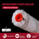 Mister Rui Mini Paint Roller Kit-13 Piece, 4-Inch Microfiber Paint Rollers with Ergonomic Handle, Small Roller Paint Brush, Paint Tray with 3 Liners, Perfect for House Painting, Trim, and Touch-Ups