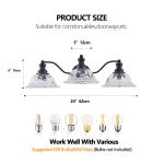 24" Vanity Light Vintage Sconce Bathroom Mirror Black 3 Lights Wall Lamp Fixture