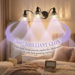 24" Vanity Light Vintage Sconce Bathroom Mirror Black 3 Lights Wall Lamp Fixture