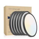 6 Pack 12 Inch 5CCT LED Ceiling Light Flush Mount Dimmable Fixture Black 2880LM