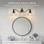 24" Vanity Light Vintage Sconce Bathroom Mirror Black 3 Lights Wall Lamp Fixture