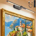 Wireless Picture Light for Wall: 24" Rechargeable Art Light with Remote & Timer,
