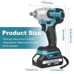Cordless Electric Impact Wrench Gun 1/2'' High Power Driver w/ 2 Li-ion Battery