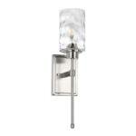 1 Light Sconces Wall Lighting with Glass Bathroom Vanity Light in Brushed Nickel