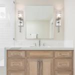 1 Light Sconces Wall Lighting with Glass Bathroom Vanity Light in Brushed Nickel