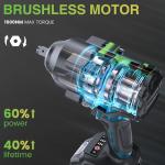 TaskStar Cordless Impact Wrench 1/2", 1180 Ft-lbs(1600 N.m) 4000mAh Battery