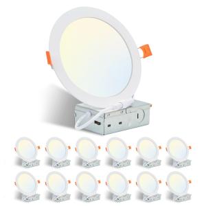 12 Pack 6 Inch 5CCT LED Recessed Ceiling Dimmable Panel Light with Junction Box