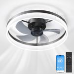 20" Modern Fan Lights Flush Mount LED Ceiling Light kit With Remote APP Control