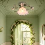 Nordic Semi Flush Mount Glass Flower Ceiling Light for Hallway & Bathroom