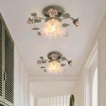 Nordic Semi Flush Mount Glass Flower Ceiling Light for Hallway & Bathroom