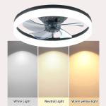 20" Modern Fan Lights Flush Mount LED Ceiling Light kit With Remote APP Control