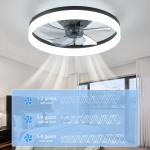 20" Modern Fan Lights Flush Mount LED Ceiling Light kit With Remote APP Control