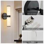 2 Pack Indoor Wall Light Resin Marble Texture LED Vanity Sconce Black Fixture