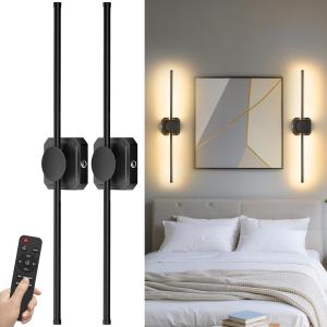 28In Battery Wall Sconce Set 10000mAh Remote Control 350° Rotatable LED Lights