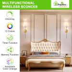 Depuley Battery Operated Wall Sconce: Set of 2 Wireless Wall Lights with 10000mA