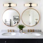 2 Pack Indoor Wall Light Resin Marble Texture LED Vanity Sconce Black Fixture