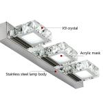 3 Square Lights Modern Bathroom Vanity Light LED Crystal Mirror Front Wall Lamp
