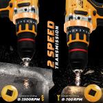 1/2" Cordless Hammer Drill/Driver Brushless For DEWALT 20V MAX Battery 2-Speed