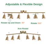 CRAFTRONOS 6 Light Track Lighting Kit, Matte Brass Finish Foldable and Adjustable with Modern Ceiling Spotlight for Kitchen,Living,Bed Room Home Improvement