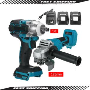 125mm Angle Grinder + Impact Wrench Cordless Tool Combo Kit Brushless Fit Makita