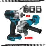 125mm Angle Grinder + Impact Wrench Cordless Tool Combo Kit Brushless Fit Makita