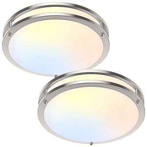 36W LED Ceiling Lights 3600lm Super Bright, Dimmable Flush Mount Light Fixtures 6500K/5000K/4000K/3000K/2700K Adjusted Modern Ceiling Lights 2PACK, 13 Inch Ceiling Lamps for Bedroom Kitchen, Nickle