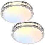 36W LED Ceiling Lights 3600lm Super Bright, Dimmable Flush Mount Light Fixtures 6500K/5000K/4000K/3000K/2700K Adjusted Modern Ceiling Lights 2PACK, 13 Inch Ceiling Lamps for Bedroom Kitchen, Nickle