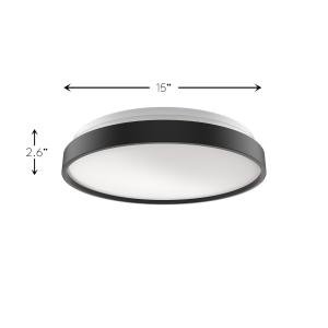 LED Flush Mount Ceiling Light Fixture 10/15 in. Matte Black Round Dimmable