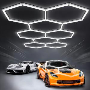 HEXAGONAL LED GARAGE LIGHTS HONEYCOMB CAR DETAILING SHOWROOM OFFICE 8 GRID DIY