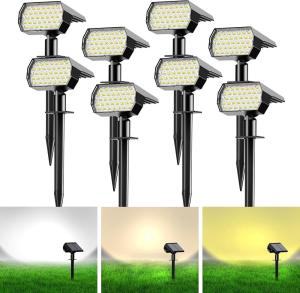 8 Pack Solar Spot Lights Outdoor, 74 LED 3 Lighting Modes 2-in-1 Solar Landscape