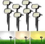 8 Pack Solar Spot Lights Outdoor, 74 LED 3 Lighting Modes 2-in-1 Solar Landscape