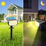 8 Pack Solar Spot Lights Outdoor, 74 LED 3 Lighting Modes 2-in-1 Solar Landscape