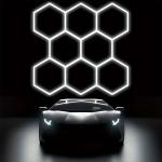 HEXAGONAL LED GARAGE LIGHTS HONEYCOMB CAR DETAILING SHOWROOM OFFICE 8 GRID DIY