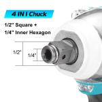 Cordless Impact Wrench 1/2" 700Nm High Torque Brushless Drill W/ Li-ion Battery