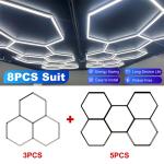 HEXAGONAL LED GARAGE LIGHTS HONEYCOMB CAR DETAILING SHOWROOM OFFICE 8 GRID DIY