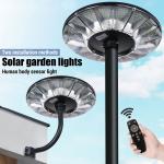 360° Round Solar Lights Outdoor LED Flood Light Dusk to Dawn Motion Sensor Lamp
