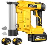 SILVEL 21V Cordless Nail Gun, 2-in-1 Electric Brad Nailer Stapler Gun with 2 * 5.0Ah Battery Powered, 1000pcs Nails, 18GA Staples,for Woodworking, Home Improvement,Carpentry, DIY Project Yellow