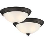 Designers Fountain Flush Mount Ceiling Light, 2-Pack, 13 Inch Frosted Glass Lighting Fixture for Kitchen, Bedroom, Bathroom, and Hallway, LED Bulbs Not Included, Oil Rubbed Bronze
