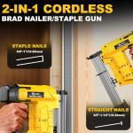 SILVEL 21V Cordless Nail Gun, 2-in-1 Electric Brad Nailer Stapler Gun with 2 * 5.0Ah Battery Powered, 1000pcs Nails, 18GA Staples,for Woodworking, Home Improvement,Carpentry, DIY Project Yellow