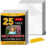 25 Pack Self Adhesive Laminating Sheets, 9 X 12 Inch, Clear Sticker Laminate She
