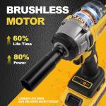 20V Cordless Impact Wrench Kit with 2 Batteries & Charger Brushless Motor
