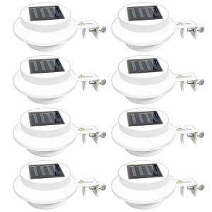 8 Pack Waterproof Solar Powered LED Outdoor Gutter Lights with Brackets