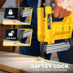 SILVEL 21V Cordless Nail Gun, 2-in-1 Electric Brad Nailer Stapler Gun with 2 * 5.0Ah Battery Powered, 1000pcs Nails, 18GA Staples,for Woodworking, Home Improvement,Carpentry, DIY Project Yellow