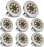 Solar Lights Outdoor with 8 LEDs, Bright Solar Ground Lights Outdoor 8 Pack