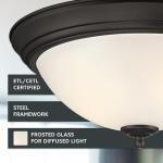 Designers Fountain Flush Mount Ceiling Light, 2-Pack, 13 Inch Frosted Glass Lighting Fixture for Kitchen, Bedroom, Bathroom, and Hallway, LED Bulbs Not Included, Oil Rubbed Bronze