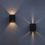 LUTEC 2-Pack LED Up & Down Modern Wall Lamp, Aluminum Anti-Rust Outdoor Indoor Wall Sconce, 10W 3000K Warm White, Adjustable Exterior Wall Light, Waterproof for Porch, Patio, Garden, Bedroom-Black