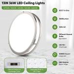 36W LED Ceiling Lights 3600lm Super Bright, Dimmable Flush Mount Light Fixtures 6500K/5000K/4000K/3000K/2700K Adjusted Modern Ceiling Lights 2PACK, 13 Inch Ceiling Lamps for Bedroom Kitchen, Nickle