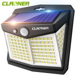 CLAONER Solar Power 128 LED Lights PIR Motion Sensor Outdoor Security Lamp Wall